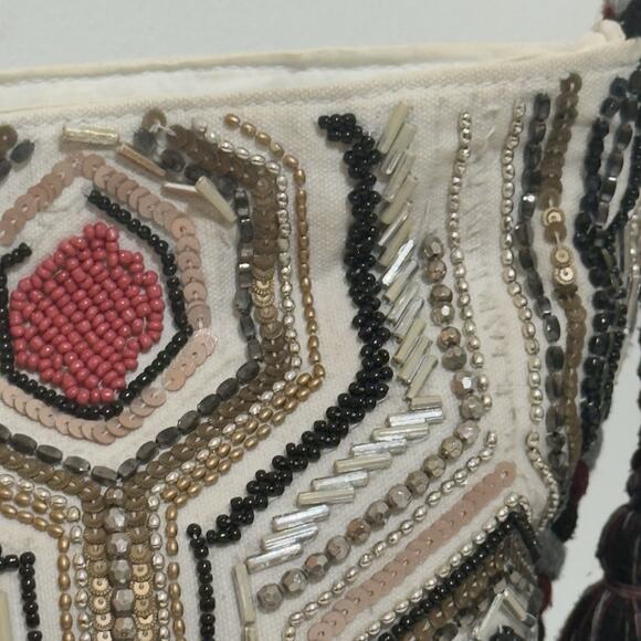 Sam Edelman Women’s Beaded Shoulder Bag – Multicolor Geometric Chic Boho - Picture 6 of 15